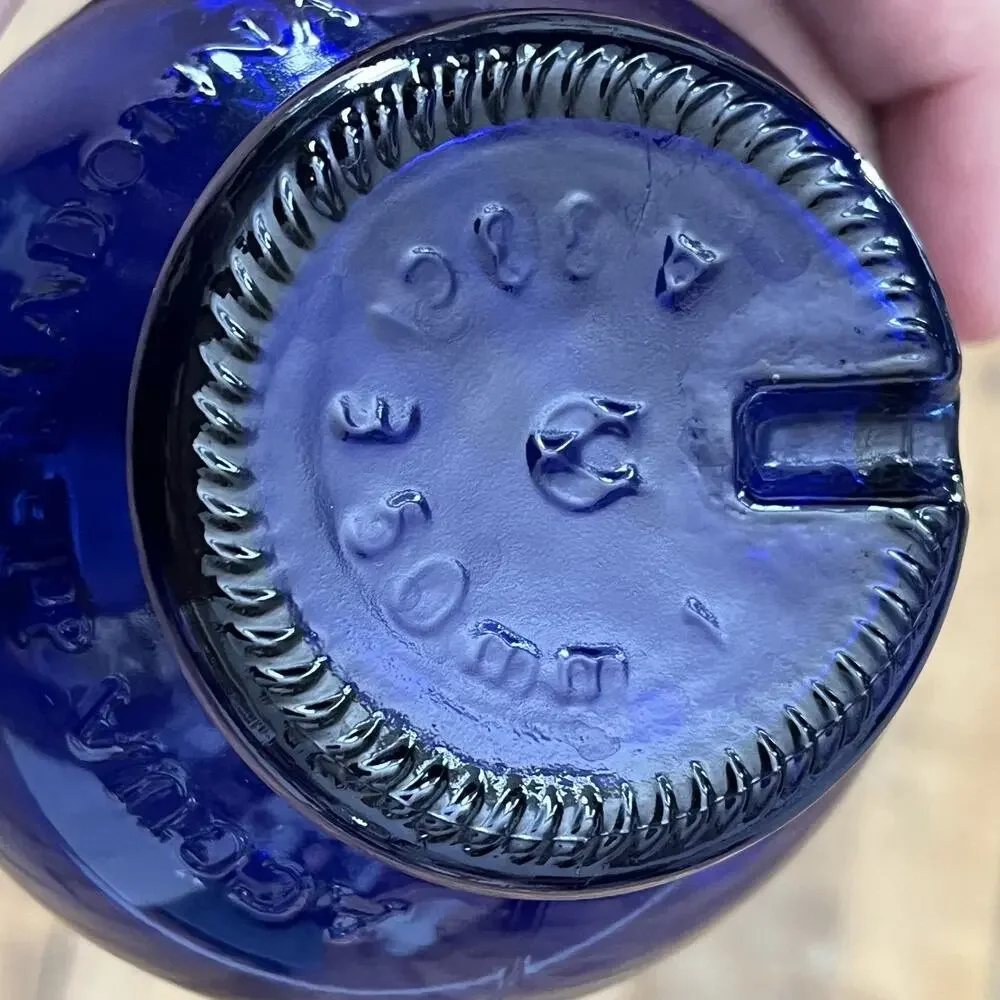 Vintage Acqua Della Madonna Cobalt Blue Teardrop Bottle 8.5